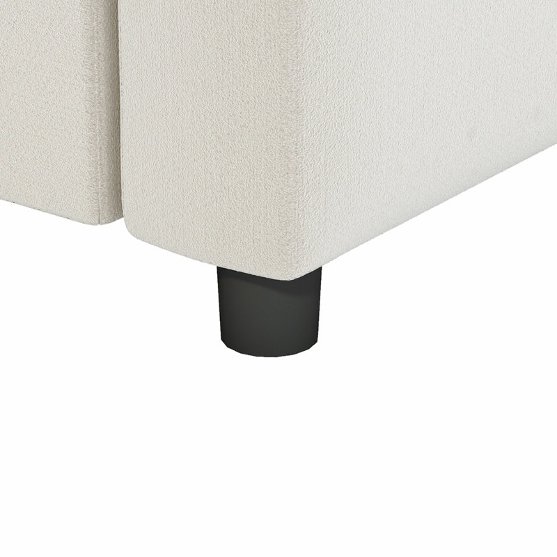 Canapé modulaire moderne en forme de L 92 po avec siège large, Crème chenille 1