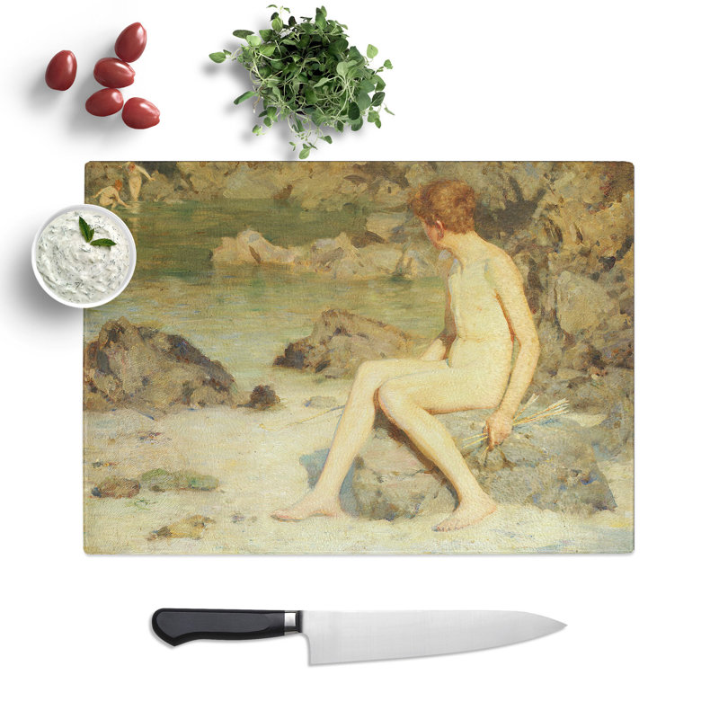 Cupid and Sea Nymphs by Henry Scott Tuke Chopping Board, 28.5cm W x 39cm L