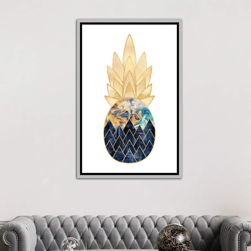 « précieux ananas i » par elisabeth fredriksson-print, H 40 po x l 26 po x P 1,5 po, Toile avec cadre argenté