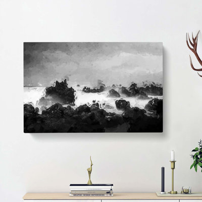 Waves Against The Rock In Abstract - Wrapped Canvas Print