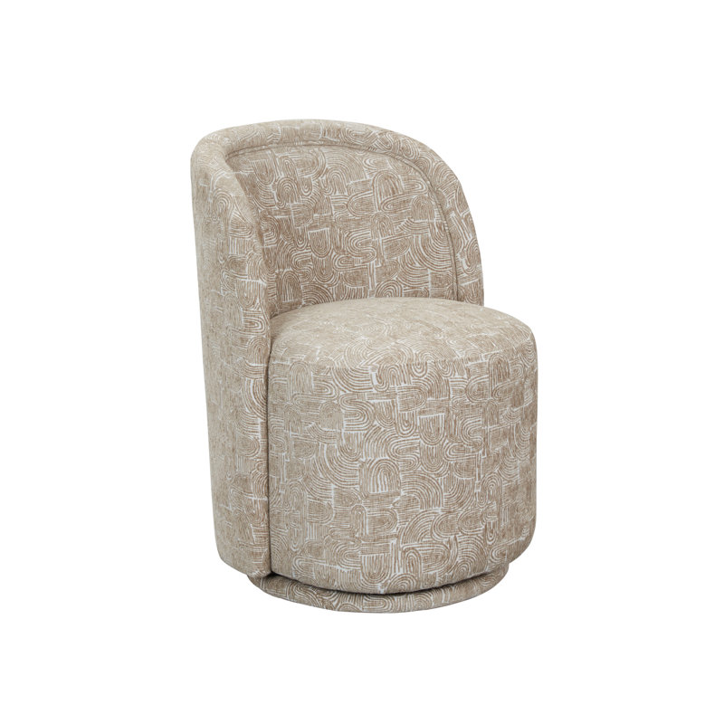 Modern Upholstered Chenille Swivel Barrel Dining Chair, Earth Yellow, 1
