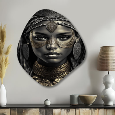 Bohemian Headdress Vintage Gold - Boho Woman Metal Wall Sculpture - Nebula Shape