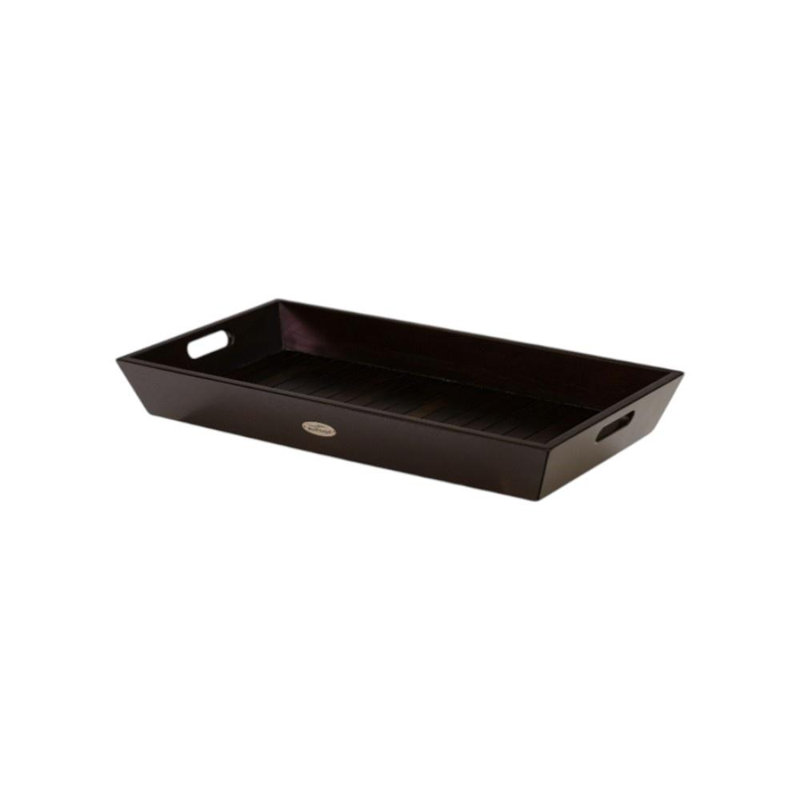 26" Black Solid Wood Handmade Serving Tray With Handles