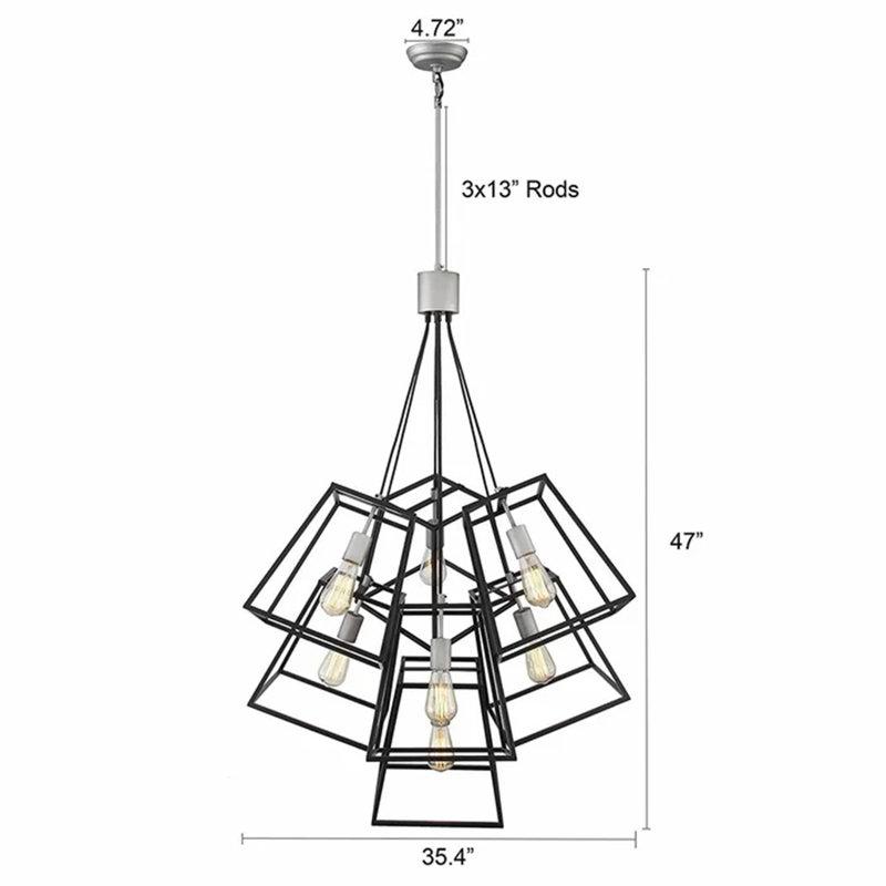 7 - Light Dimmable Lantern Geometric Chandelier