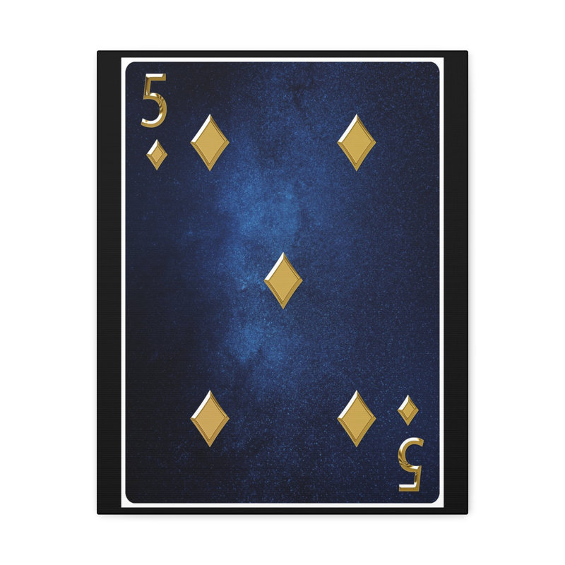 Art mural sur toile, "Cinq des diamants", H 20 po x l 20 po