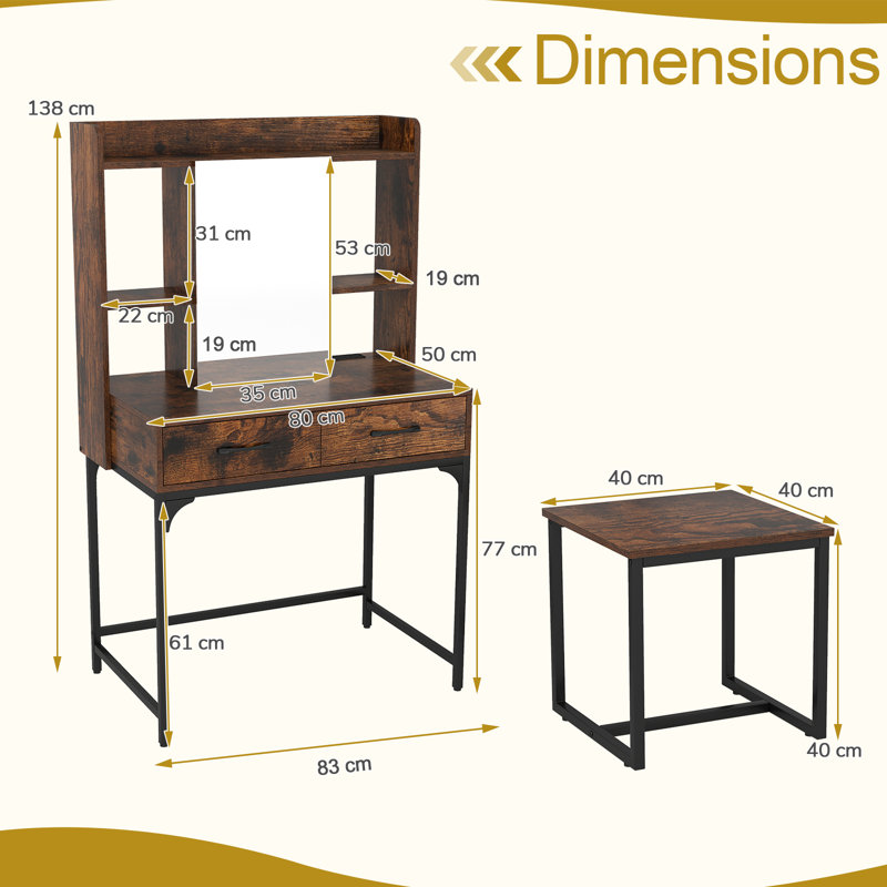 Dressing Table, Brown/Black
