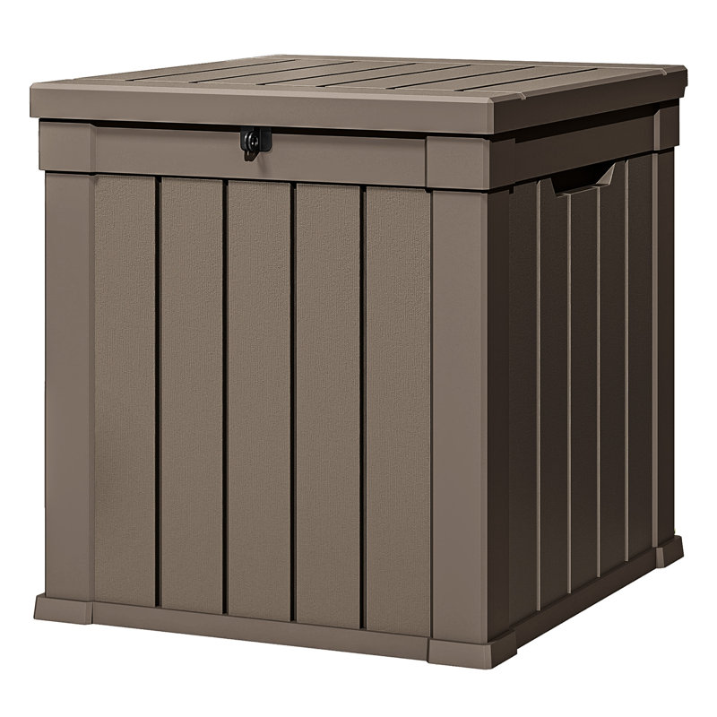 Boîte de rangement verrouillable en résine résistante à l'eau 51 gallons, Marron clair