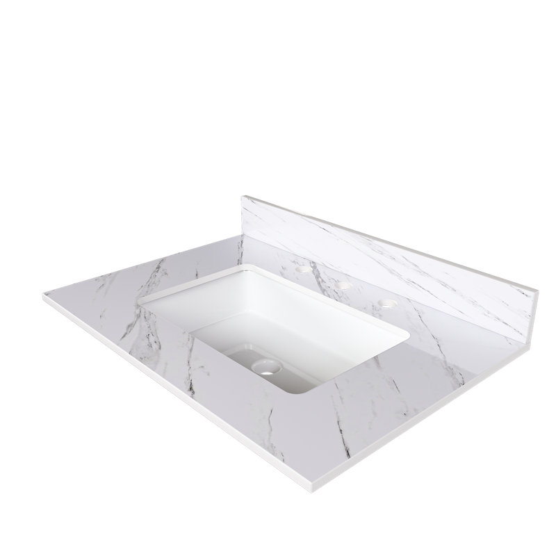Comptoir de meuble-lavabo en marbre 31 po avec lavabo encastré et dosseret