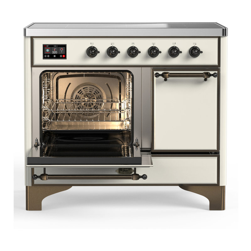 Cuisinière à induction 40 pouces avec 6 éléments à induction en blanc antique (garniture brunie) Majestic III Series, Brunie
