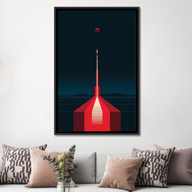 «Lift Off» par 2046 Design, impression sur toile tendue, H 26 po x l 18 po x P 1,5 po, Toile avec cadre noir, Pas de tapis