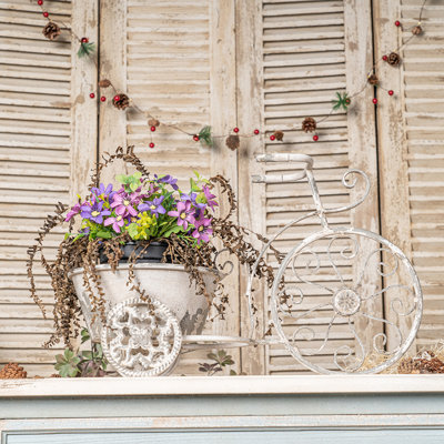 Panier à fleurs rustique en fil métallique, pots de fleurs suspendus décoratifs, art mural rétro pour la maison, le jardin et le bureau