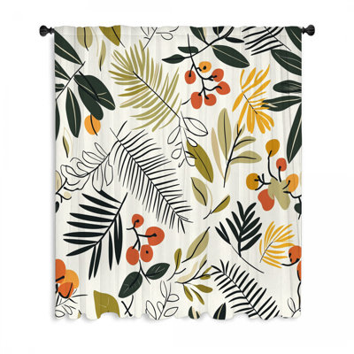 Foliage Window Curtains, Botanical Blockout & Sheer Curtains - 1 Panel