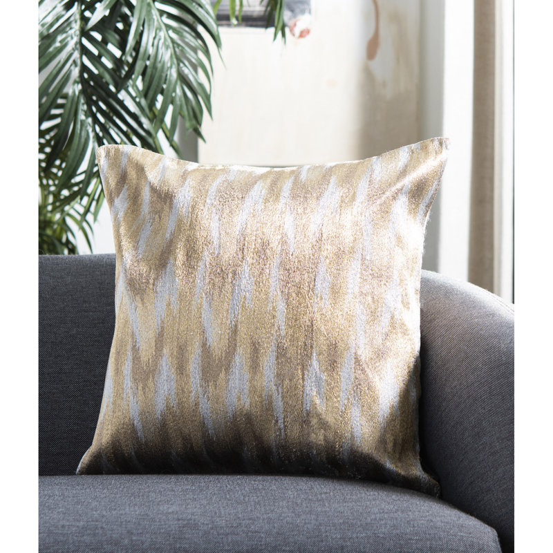 Boho Chic Throw Pillow, Metallic Silver