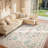 Floral Bohemian Area Rug, Vintage Washable Printed Boho Carpet for Living Room Bedroom, Non-Slip Farmhouse Entryway Mat-1161904838-1162311604