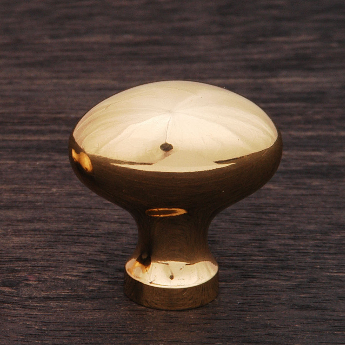 Plain Oval Football Knob CK Series, Polished Brass