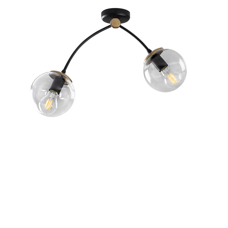 Lustre de style scandinave, structure en métal noir, 20,1 po x 5,9 po | Hauteur: 16,1 pouces, diamètre du capuchon: 5,9 pouces | 2 x douilles E27, 40 W maximum | Design élégant pour les maisons modernes, IP20, luminaire élégant