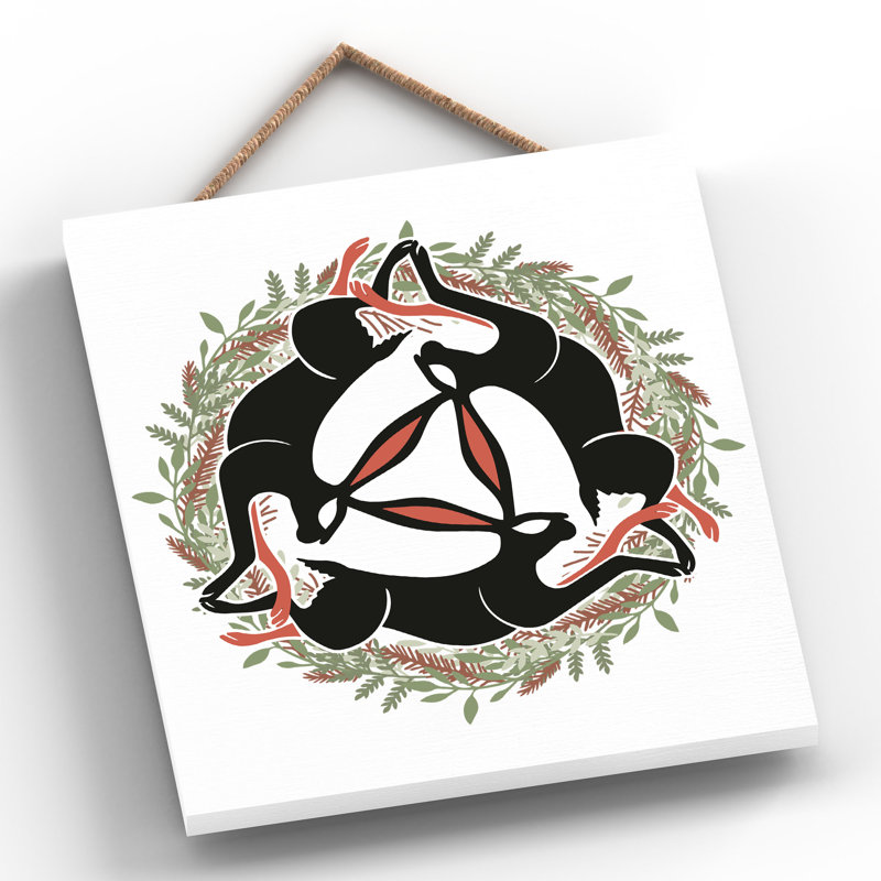 Kana Zodiac Hare Trinity Wreath - Print on Wood