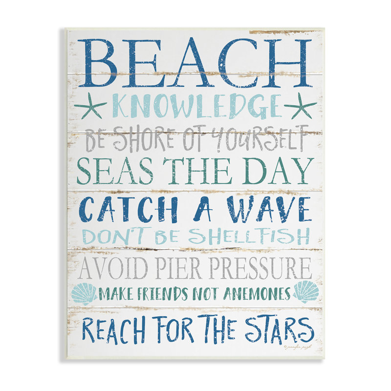 «Beach Connaissances», impression sur plaque bleu turquoise et planche blanche par Jennifer Pugh, Plaque murale