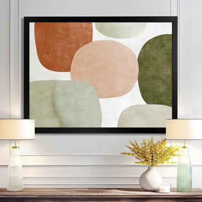 Orange minimaliste avec des formes simples de vert - art minimaliste sur toile, art mural minimaliste orange