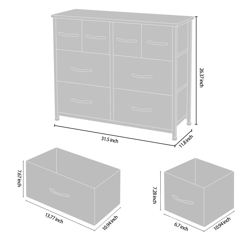 Norco Steel 31.5'' W 8 - Drawer Dresser, Black