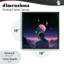 Astronaute et cadre flottant de terrain aux tons mauves, design par Sasha-459030579-459030578