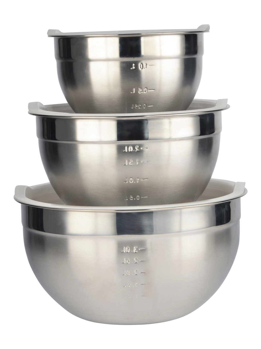 Choice Stainless Steel Standard Mixing Bowl Set with Silicone Bottom - 9/Set