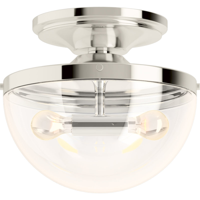 Plafonnier encastré 2 lumières Bellera, Nickel poli