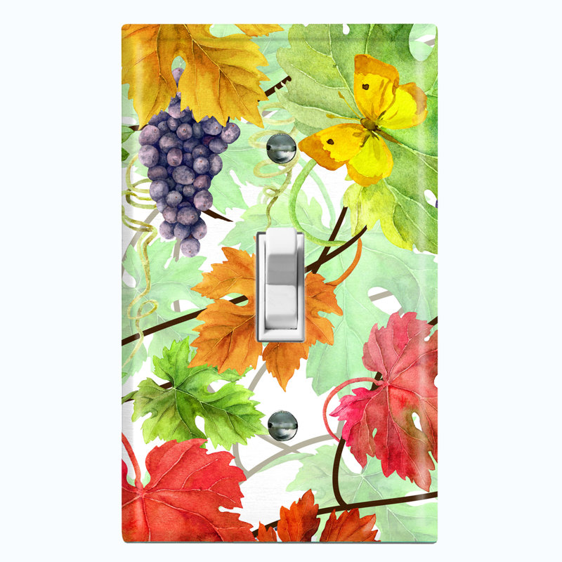 Plaque murale à interrupteur à bascule à 1 feuille avec raisins et feuilles d'automne