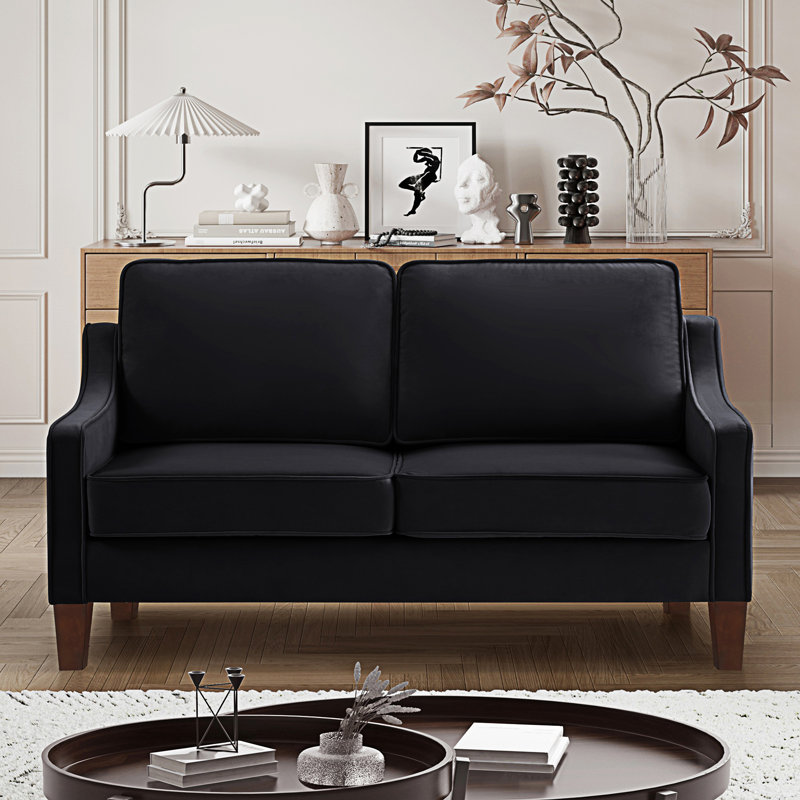 Causeuse moderne avec petit canapé rembourré, Noir