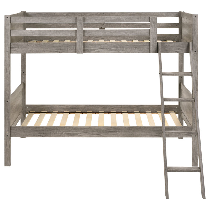 Dorcas Wood Twin Over Twin Bunk Bed Weathered Taupe, Twin Over Twin