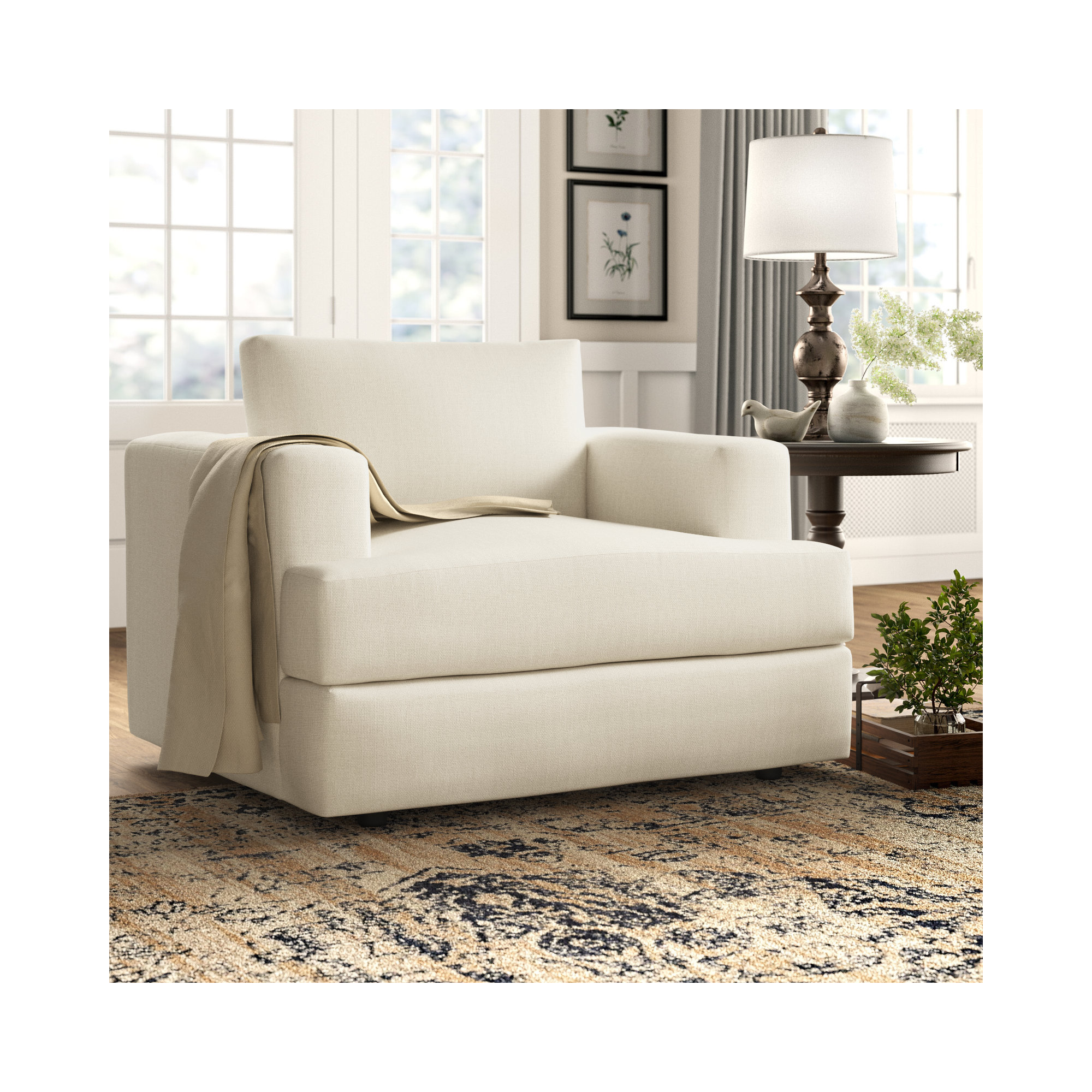 Cayden Upholstered Chair And A Half, Conversation Pearl Basketweave