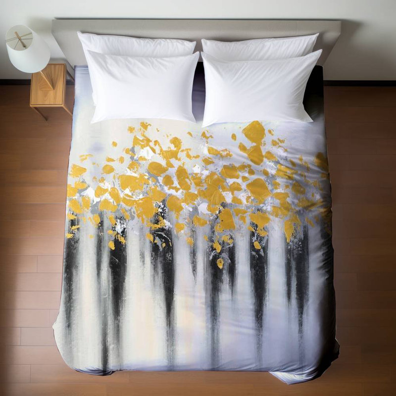 Industrial Gray Duvet Cover - Small Golden Spots Design