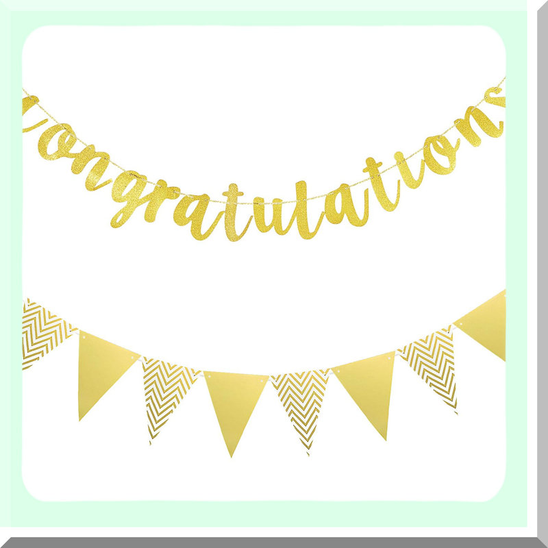 Congratulations Banner and Triangle Flag for Party Decoration