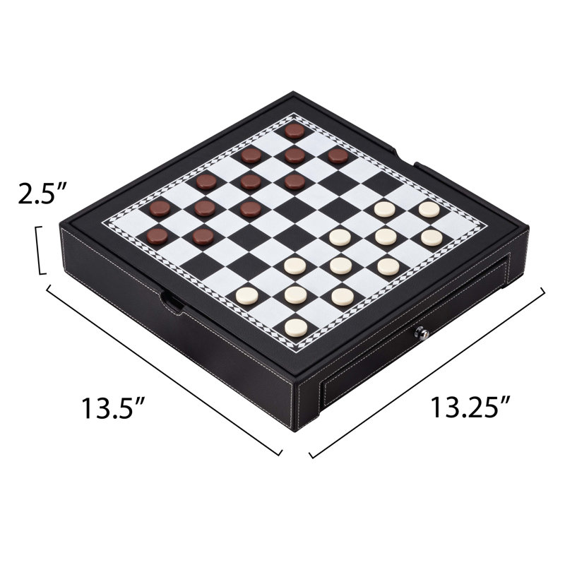 Black Black 5 in 1 - Chess, Checkers, Backgammon Table, Chinese Checkers and Dice Games