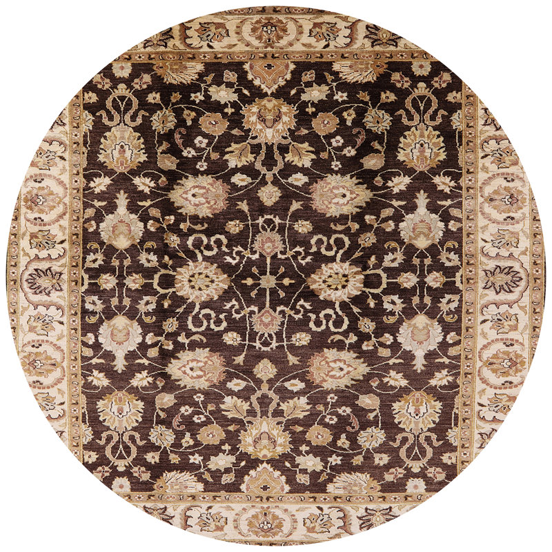 Tapis oriental noir / ivoire Giragos, Rond 3 pi