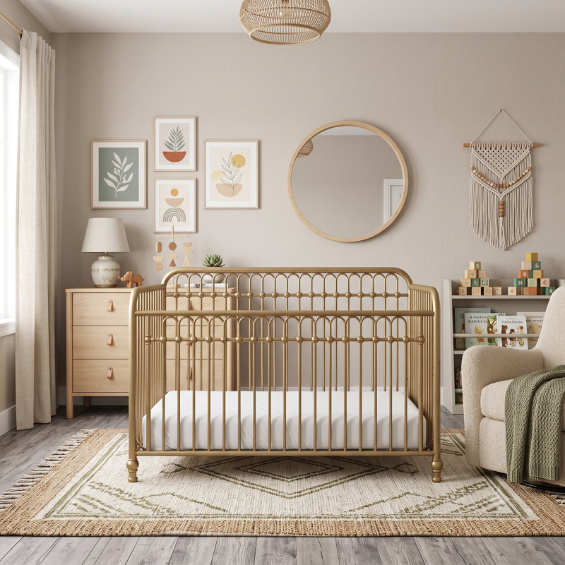 Lit de bébé convertible 3-en-1 Raven, Or