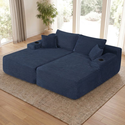 Modern L-Shape Sectional Sofa with Double Chaise Lounge and Deep Seat, No Assembly Required