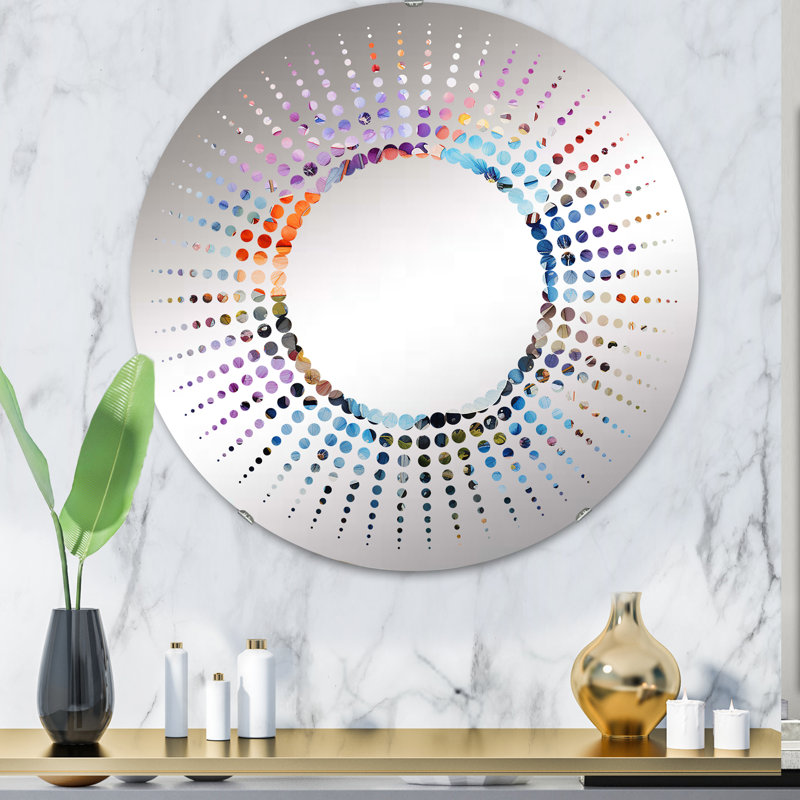 Joyful Floral Abstraction I - Miroir décoratif Starburst | Rond, 31,4 po x 31,4 po