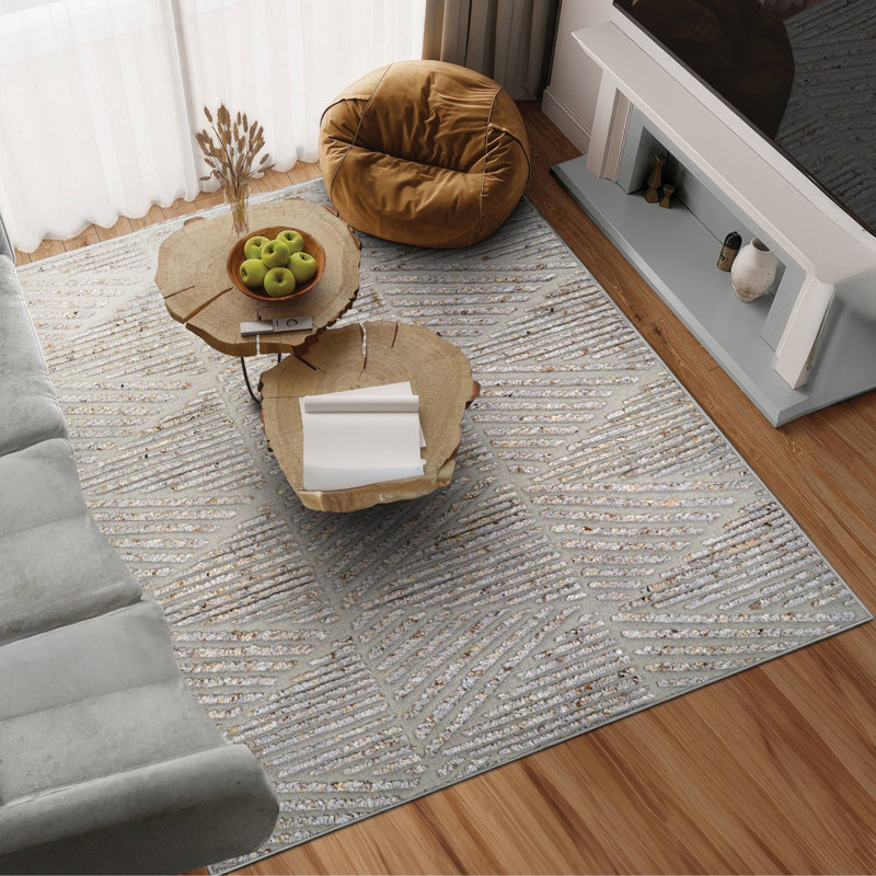 Tapis gris en laine à motif géométrique Crestfield Atlas, Rectangle 9 pi x 12 pi