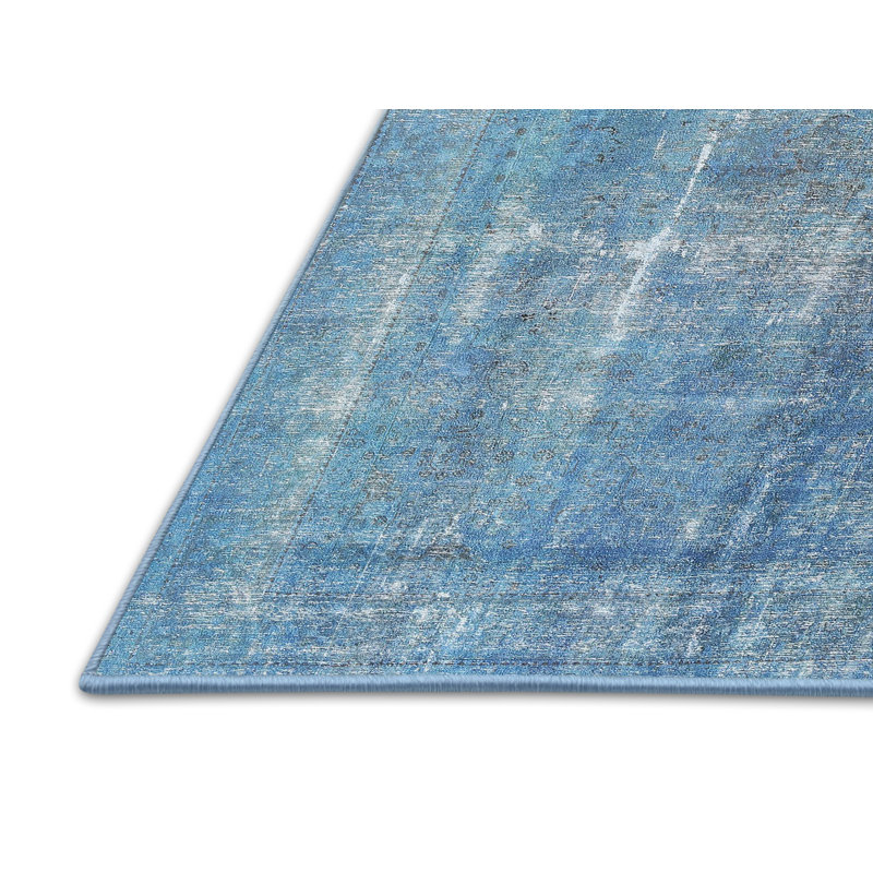 Tapis décoratif bleu cadmar, Rectangle 7 pi x 10 pi