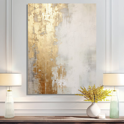 «Minimal Gold and Beige Abstract River III - Northern Lights», reproduction d'art murale
