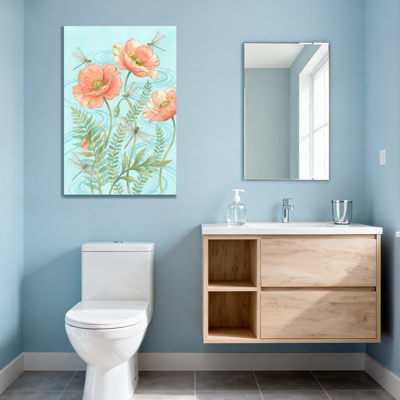 Plantes et fleurs, art floral de libellules sur toile, H 18 po x l 12 po