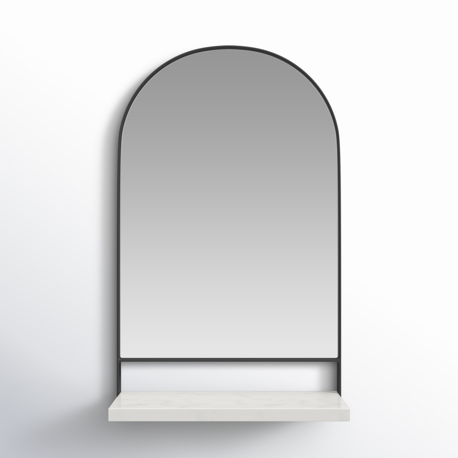 Cielo Arch Mirror with Shelves, Black/White, 20" x 12"