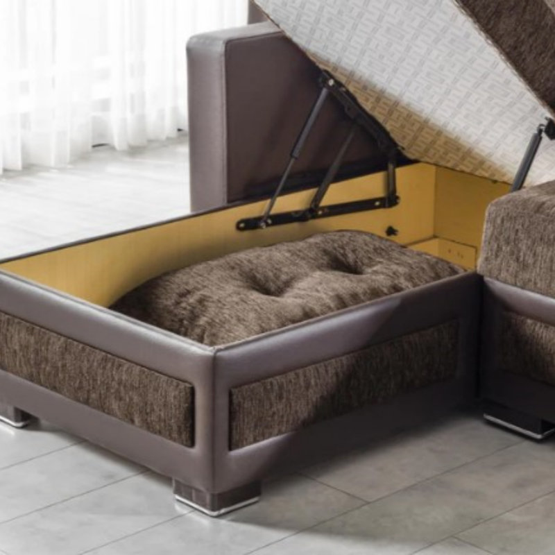 Canapé modulaire rembourré avec rangement Urbanedge, Brun