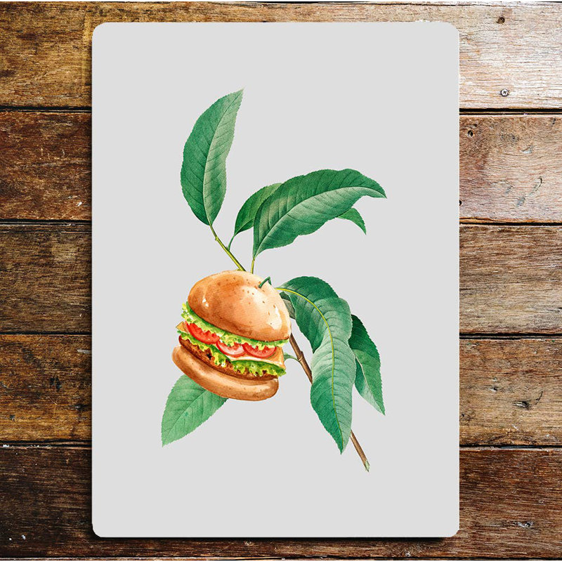 Burgers On A Branch Metal Sign Plaque, 80cm H x 60 cm W