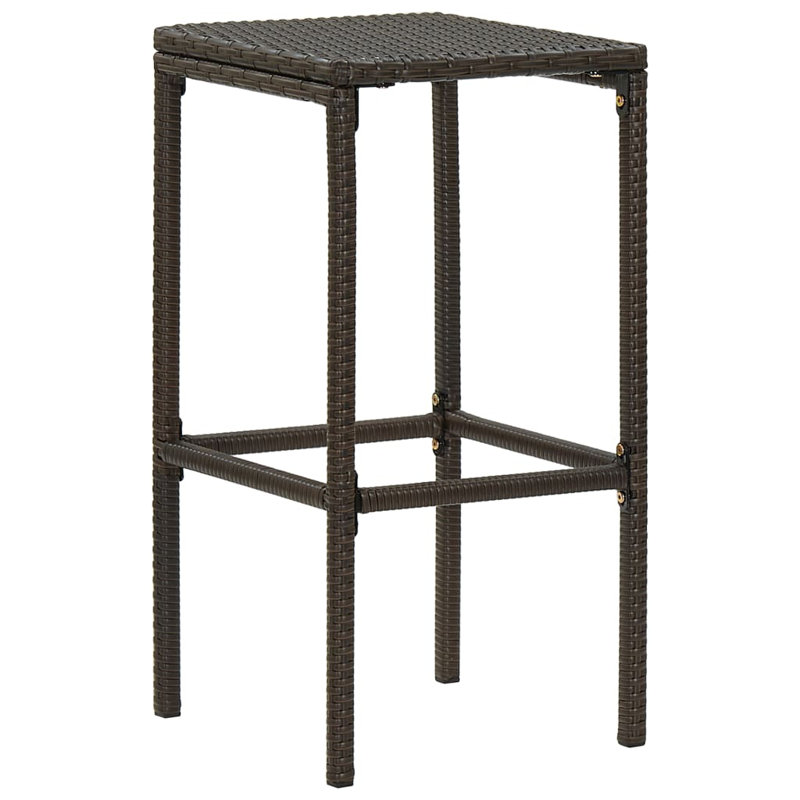 White Steel Bar Stool with Brown Poly Rattan Cushions, Set of 2