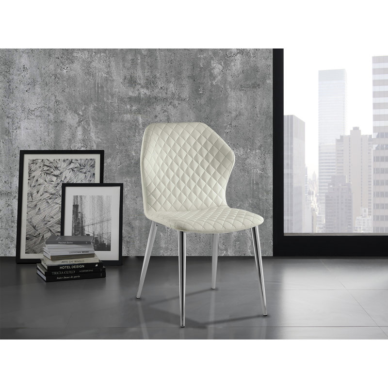 White Faux Leather Upholstered Parsons Side Chair Set