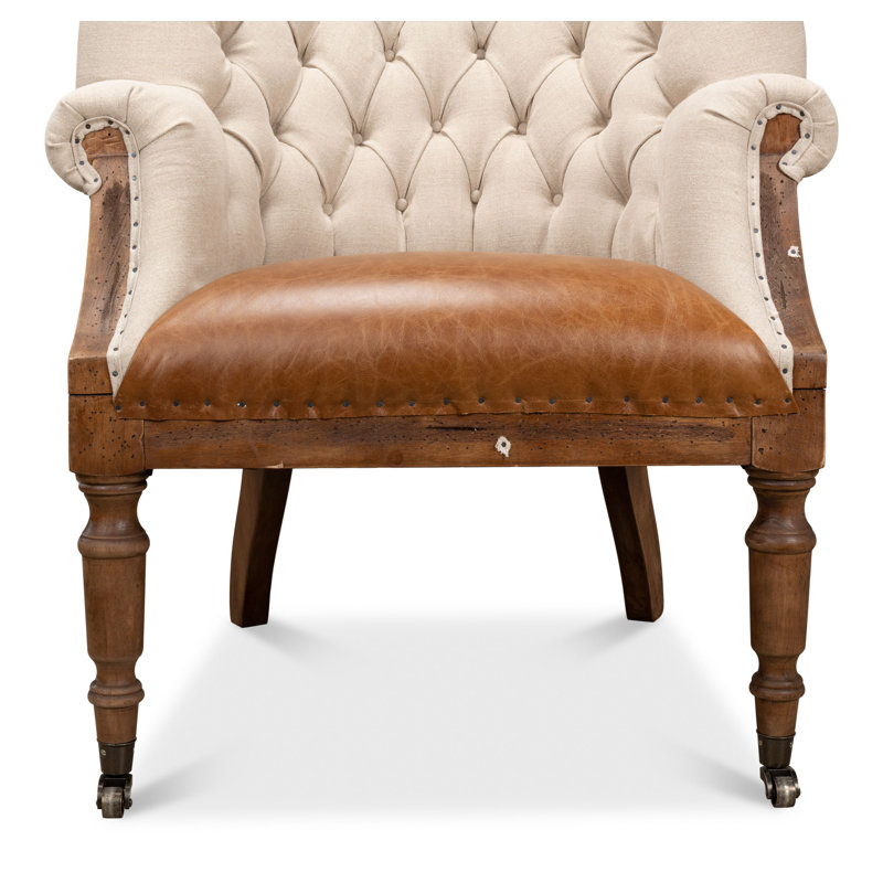 Welsh Leather Tufted Wingback Chair