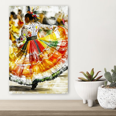 Joyeuse danse mexicaine colorée et vibrante, art mural traditionnel
