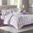 Lafael Purple/White Microfiber Reversible Traditional Comforter Set with Cotton Bed Sheets-655732852